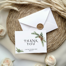 ウィンターウェディングリースとモミの枝 サンキューカード