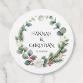 ウィンターウェディングリースとモミの枝 フェイバータグ (正面)