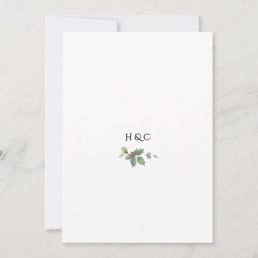 ウィンターウェディングリースとモミの枝 招待状 (裏面)