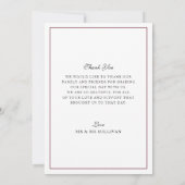 ウィンターウェディングレッドグリーンポインセチアサンキューカード 招待状 (裏面)