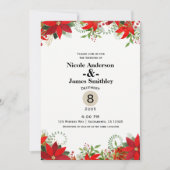 ウィンターウェディングレッド&ホワイトポインセチア 招待状 (正面)