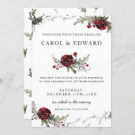 ウィンターウェディングヴィンテージフローラクリスマススタイル 招待状