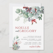 ウィンターウェディング招待状ユーカリプトゥスボタニカル 招待状 (正面)