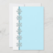 ウィンターウェディング招待状 |スノーフレークの青いボタン 招待状 (裏面)