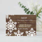 ウィンターウェディング素朴バーンウッドスノーフレークRSVP 出欠カード (スタンド正面)