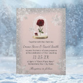 ウィンターウェディング美しいバラドーム赤面ピンク 招待状