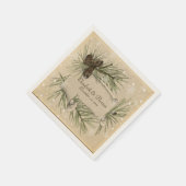 ウィンターウェディング、パインコーン、カスタム紙ナプキンス スタンダードカクテルナプキン (角)