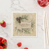 ウィンターウェディング、パインコーン、カスタム紙ナプキンス スタンダードカクテルナプキン (インサイチュ)