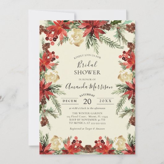  ウィンターウエディングクリスマスブライダルシャワー 招待状 (正面)