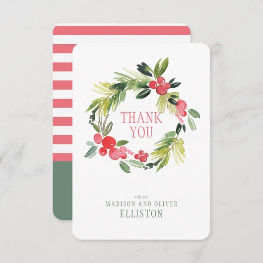 ウィンターウエディングフローラリース|ありがとう サンキューカード (正面/裏面)