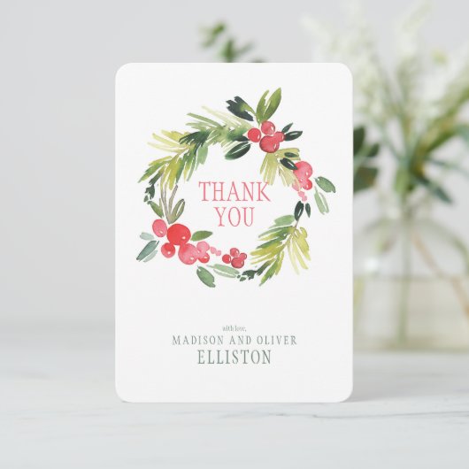 ウィンターウエディングフローラリース|ありがとう サンキューカード (スタンド正面)