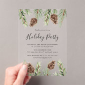 ウィンターウォーターカラーパインコーンホリデイパーティー アクリル招待状 (インサイチュ (ポータブル))