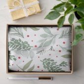 ウィンターウォーターカラーパインベリーホリデーガーランドグリーン 薄葉紙 (ギフト)