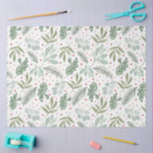 ウィンターウォーターカラーパインベリーホリデーガーランドグリーン 薄葉紙 (クラフト)