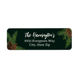 ウィンターウォーターカラーピネコーンホリデー差出人住所 ラベル