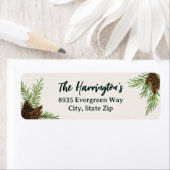 ウィンターウォーターカラーピネコーンホリデー差出人住所 ラベル (インサイチュ)