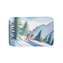 ウィンターウォーターカラーペインティング スキーをしに行こう