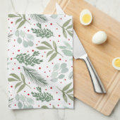 ウィンターウォーター素朴カラーホリデーガーランドパインレッド キッチンタオル (四つ折り)