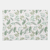 ウィンターウォーター素朴カラーホリデーガーランドパインレッド キッチンタオル (横)