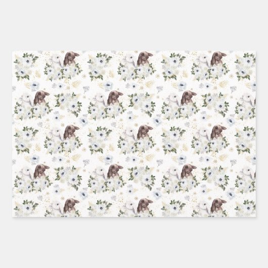 ウィンターウサギフローラ |中国の新年 ラッピングペーパーシート (正面2)