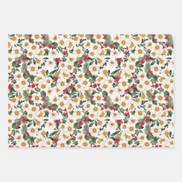 ウィンターウサギフローラ |中国の新年 ラッピングペーパーシート