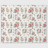 ウィンターウサギフローラ |誕生日パーティー ラッピングペーパー (フラット)