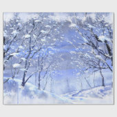 ウィンターウッズウォーター絵画カラーの包装紙 ラッピングペーパー (フラット)