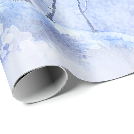 ウィンターウッズウォーター絵画カラーの包装紙 ラッピングペーパー (ロールコーナー)