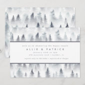 ウィンターウッズフォレストウッドランドカップルズブライダルシャワー 招待状 (正面/裏面)