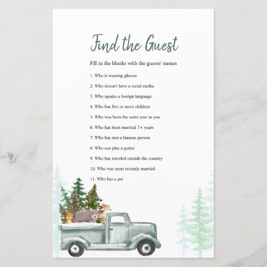 ウィンターウッドランドの動物がゲストゲームを見つける (正面)