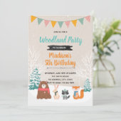 ウィンターウッドランドの誕生日パーティーの招待状 招待状 (スタンド正面)