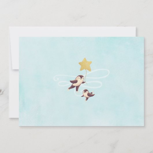 ウィンターウッドランドアイススケートで滑る野生動物誕生日 招待状 (裏面)