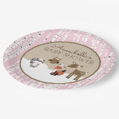 ウィンターウッドランドアニマルズプレート |ピンク ペーパープレート (アングル)