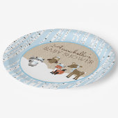 ウィンターウッドランドアニマルズプレート |青 ペーパープレート (アングル)