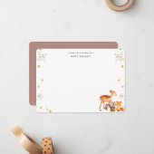 ウィンターウッドランドアニマルズベビーパーソナライズされたフラット ノートカード (正面/裏面インサイチュ)