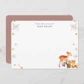 ウィンターウッドランドアニマルズベビーパーソナライズされたフラット ノートカード (正面/裏面)