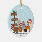 ウィンターウッドランドアニマルズベビー初めてのクリスマス セラミックオーナメント (右)