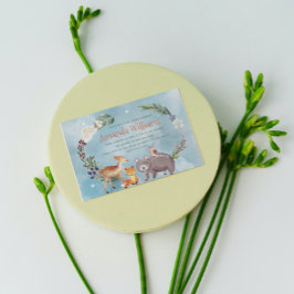 ウィンターウッドランドアニマルズベリーズパインコットンベビー 招待状