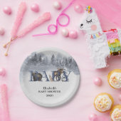 ウィンターウッドランドアニマルズホリデーベアームース ペーパープレート (パーティー)