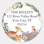 ウィンターウッドランドアニマルズ差出人住所 ラウンドシール (正面)