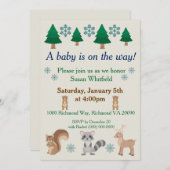 ウィンターウッドランドアニマルテーマ 招待状 (正面/裏面)