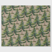 ウィンターウッドランドウォーターカラーモアツリーフォレストクラフト ラッピングペーパー (フラット)