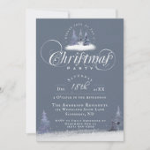 ウィンターウッドランドエレガントダスティブルークリスマスパーティー 招待状 (正面)