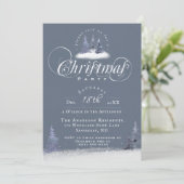 ウィンターウッドランドエレガントダスティブルークリスマスパーティー 招待状 (スタンド正面)