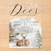 ウィンターウッドランドオーディアテーマ男の赤ちゃんシャワー アクリル招待状 (正面)