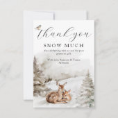 ウィンターウッドランドオーディアテーマ男の赤ちゃんシャワー サンキューカード (正面)