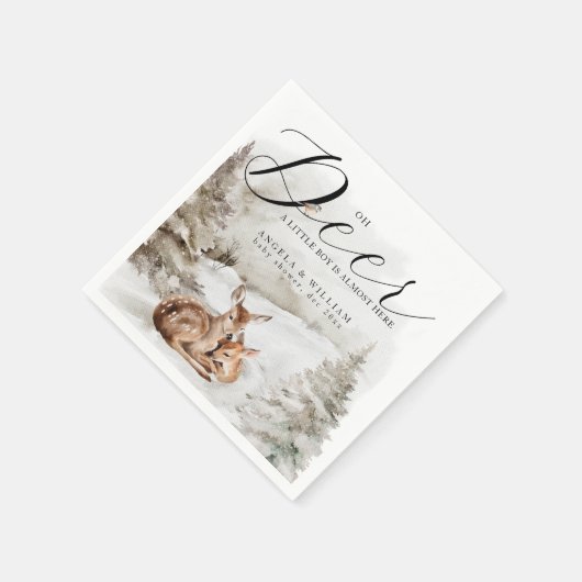 ウィンターウッドランドオーディアテーマ男の赤ちゃんシャワー スタンダードカクテルナプキン (角)