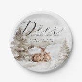 ウィンターウッドランドオーディアテーマ男の赤ちゃんシャワー ペーパープレート (正面)