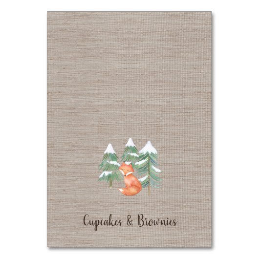 ウィンターウッドランドキツネビュッフェフードラベル テーブルナンバー (正面)