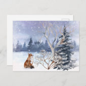 ウィンターウッドランドキツネ&フクロウ シーズンポストカード (正面/裏面)